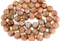 Margele piatra lunii naturala maro caramel, rotund, 8mm