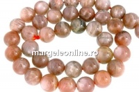 Margele piatra lunii naturala maro caramel, rotund, 10mm