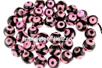 Margele agate pictate, rotund fatetat, evil eye, 10mm