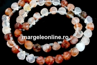 Red quart, natural, diamond faceted briolette, 8x7.5mm