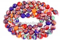 Margele malachit multicolor, sintetic,, rotund , 6mm