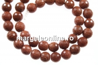Brown goldstone, faceted round, 6mm