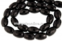Onix, black, faceted oval, 12x8mm