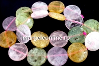 Mix cuart roz, ametist, citrin si prehnit, citrine, disc plat, 20mm