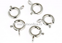 Round clasp, rhodium-plated 925 silver, 8mm - x1