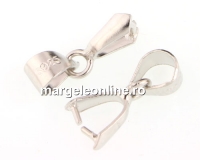 Pendant bail, rhodium-plated 925 silver, 14x3.5mm - x1