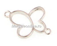 Link, butterfly, rhodium-plated 925 silver, 17x12mm - x1
