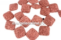 Margele lava naturala, roz vintage, romb, 23.5x23.5mm - x18