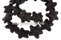 Margele lava naturala, negru, stea de mare, 25x24mm - x18