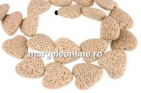 Margele lava naturala, nisipiu, inima, 22x21 - x20 - x20mm