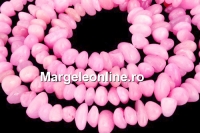 Margele jad, rondela neregulata, roz, 10-14mm