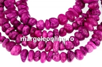 Margele jad, rondela neregulata, mov fucsia, 10-14mm