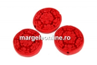 Margele cinabru sintetic, disc, rosu, 21mm - x5
