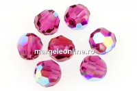 Swarovski, rotund fatetat, fuchsia aurore boreale, 4mm - x10