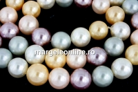 Perle tip Mallorca, rotund, mix pastel 5 culori, 10mm