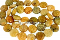 Margele coral fosil, disc, 10mm