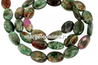 Margele emerald si rubin in fucsit, oval, 12x8.5mm