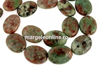 Margele granat verde natural, oval, 20x15mm