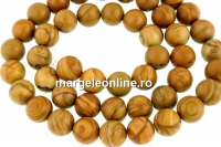 Margele jasp wood lace, rotund, 8.5mm