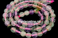 Mix white, pink quartz, prehnite, amethyst, citrine, microfaceted, 6mm