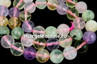 Mix white, pink quartz, prehnite, amethyst, citrine, microfaceted round, 10mm
