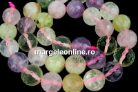 Mix white, pink quartz, prehnite, amethyst, citrine, microfaceted round, 12mm