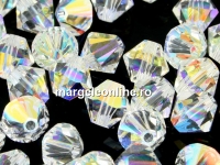 Swarovski, margele bicone, crystal aurore boreale, 6mm - x10