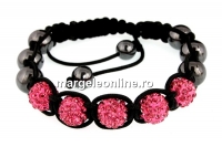 Shamballa Bracelet with 5 Beads Indian Pink - x1