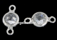 Link, argint 925 placat cu rodiu, crystal clear, 10x5mm - x1
