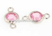 Link, argint 925 placat cu rodiu, crystal rose, 10x5mm - x1