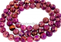 Sediment jasper, purple-fuchsia, round, 6mm