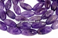Amethyst, faceted rounded oval, 20x10mm