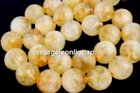 Margele citrin natural, rotund microfatetat, 14mm