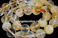 Margele citrin natural, rotund microfatetat, 12mm