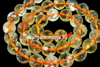 Margele citrin natural, rotund microfatetat, 9.5mm