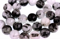 Margele cuart turmalinat, natural, rotund, 11.5mm