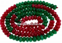 Agate, faceted rondelle, ruby-green, 4.5mm