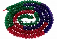 Agate, faceted rondelle, ruby-green-blue, 4.5mm