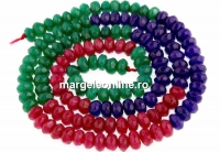 Margele agate, rondela fatetata, rubiniu, verde si albastru, 4.5mm