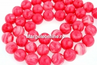Margele rasina sintetica, imitatie de rodocrozit, rotund, 4mm