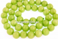 Jade, lime green, faceted round, 6mm