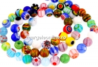 Margele Millefiori, rotund, multicolor, 6mm