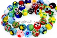 Margele Millefiori, rotund, multicolor, 10mm