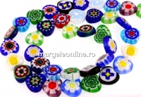 Margele Millefiori, inima, multicolor, 12mm