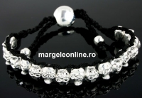 Bratara  shamballa cu 17 cranii metalice - x1