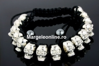 Bratara  shamballa cu 15 cranii metalice - x1