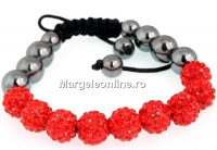 Shamballa bracelet with 9 beads light siam-x1