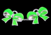 Charm metalic emailat, fundita, verde neon, 12mm - x5