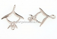 Link, flower, rhodium-plated 925 silver, 14x11.5mm - x1
