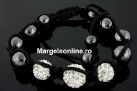 Bratara cu 3 margele shamballa crystal - x1